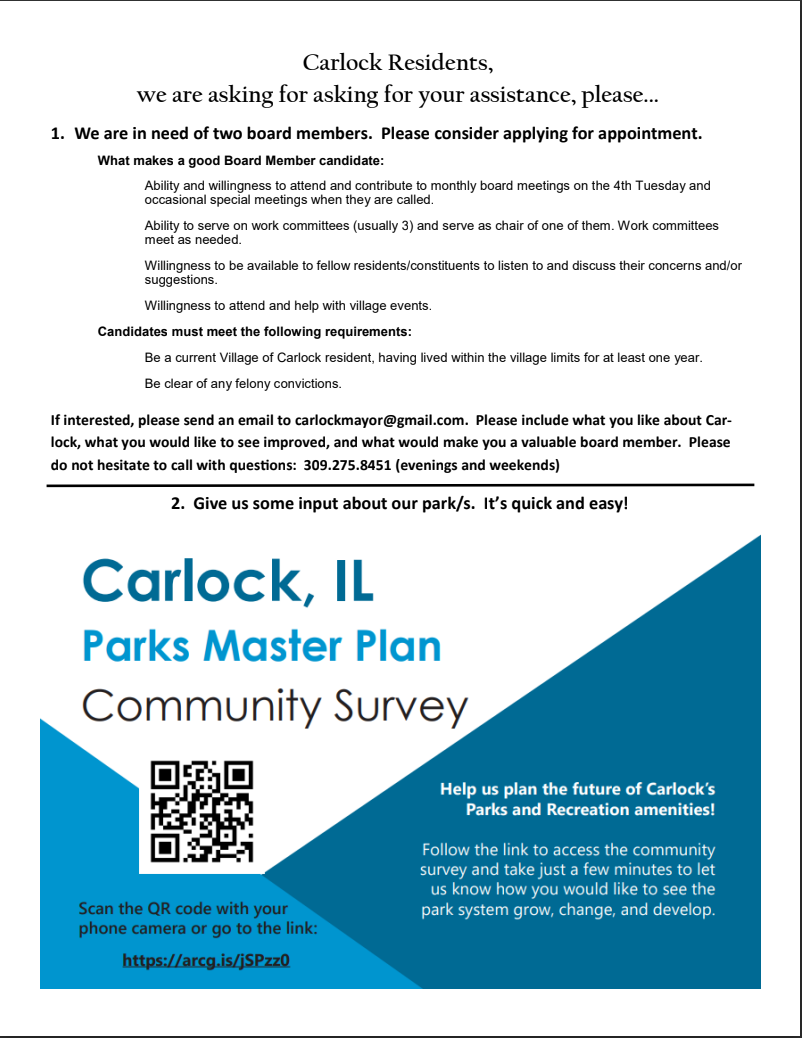 Board members and Park Survey water bill insert